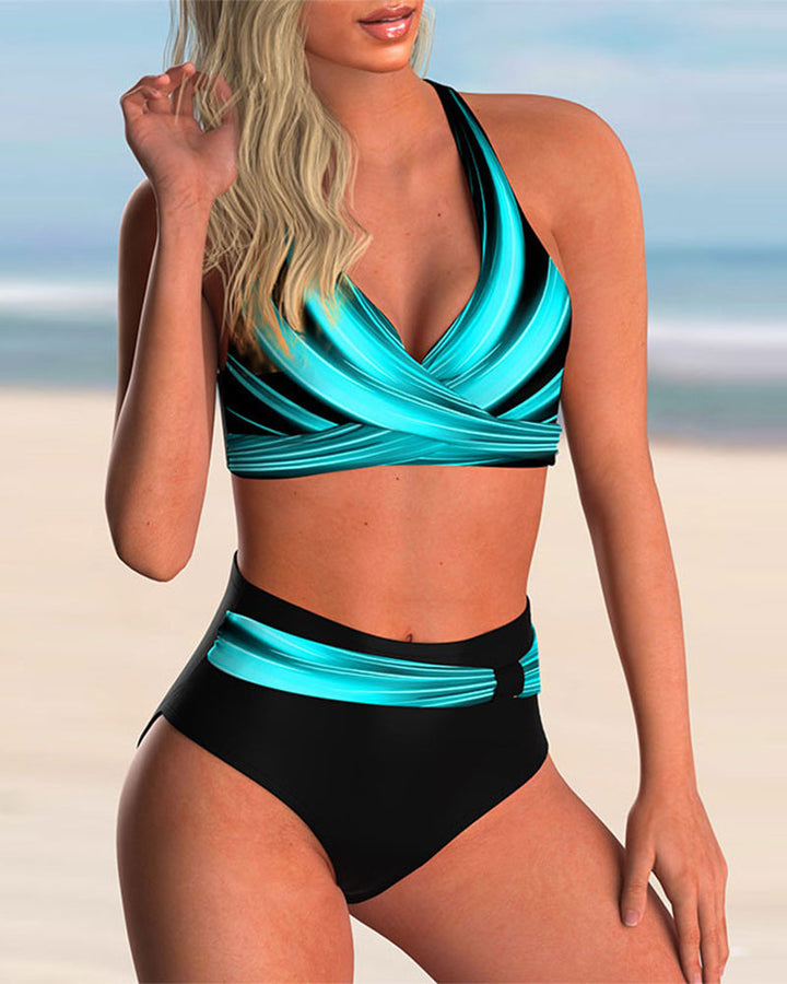 Liliana - Bikini Set con Escote Cruzado y Diseño Estampado