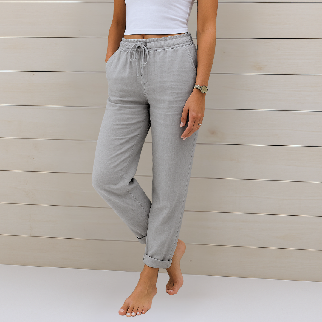 Maylora | Pantalones de Lino Relax con Cintura Ajustable