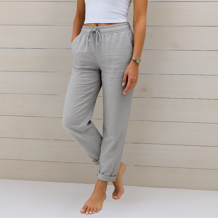Maylora | Pantalones de Lino Relax con Cintura Ajustable