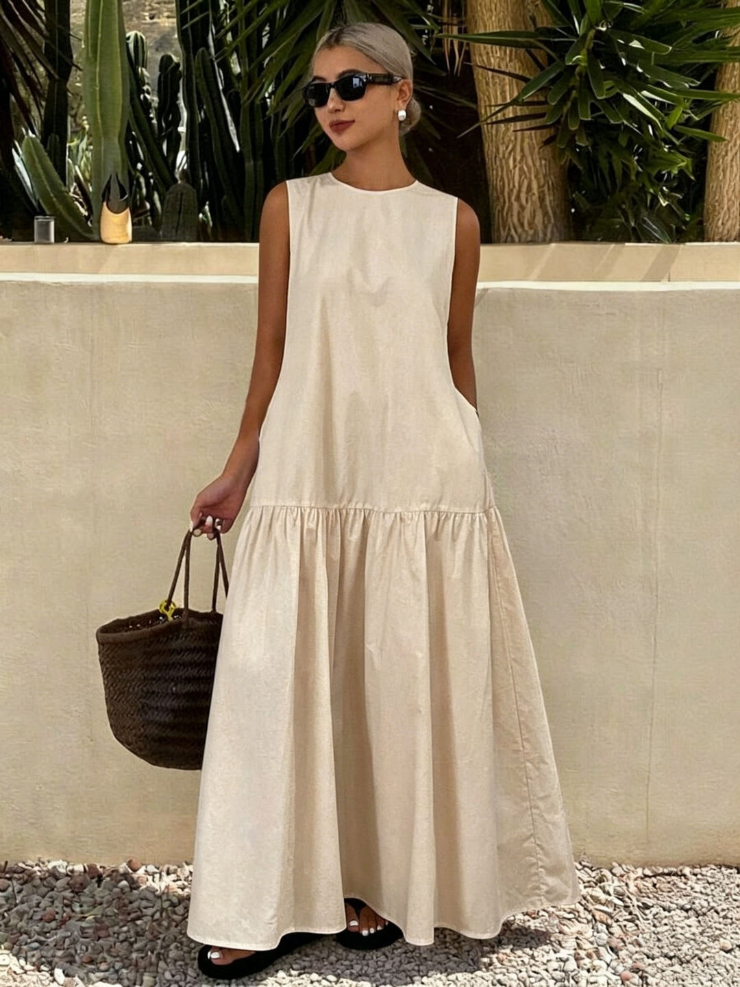 Clara | Vestido Casual Sin Mangas de Color Sólido para Damas