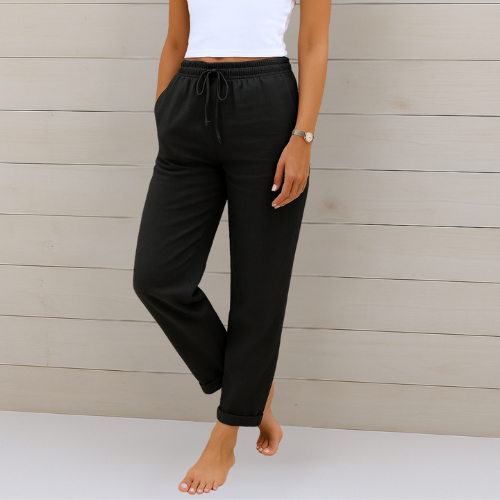 Maylora | Pantalones de Lino Relax con Cintura Ajustable