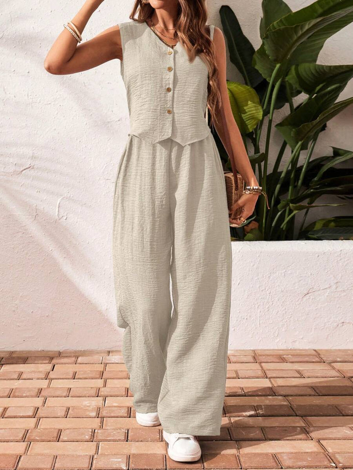 Conjunto de 2 piezas: top sin mangas y pantalón casual
