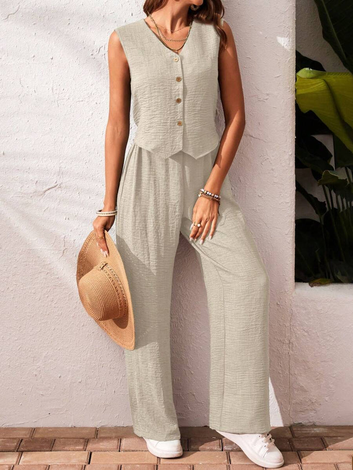 Conjunto de 2 piezas: top sin mangas y pantalón casual