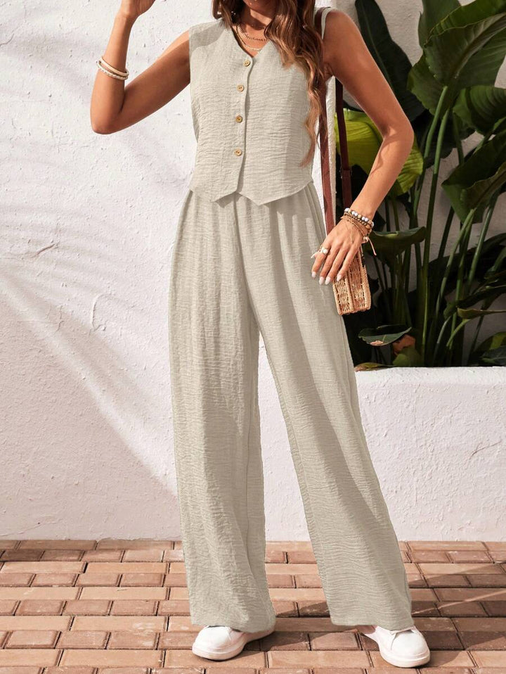 Conjunto de 2 piezas: top sin mangas y pantalón casual