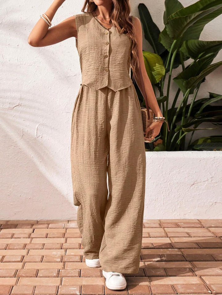 Conjunto de 2 piezas: top sin mangas y pantalón casual
