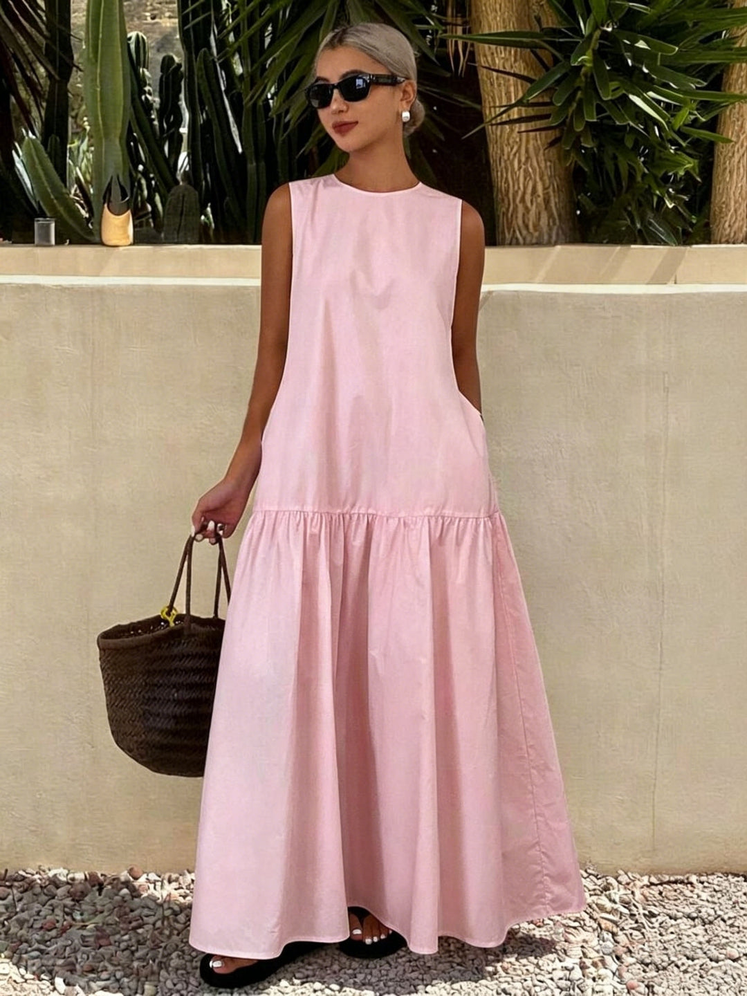 Clara | Vestido Casual Sin Mangas de Color Sólido para Damas