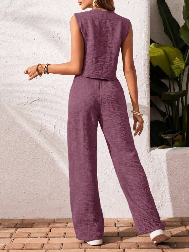 Conjunto de 2 piezas: top sin mangas y pantalón casual