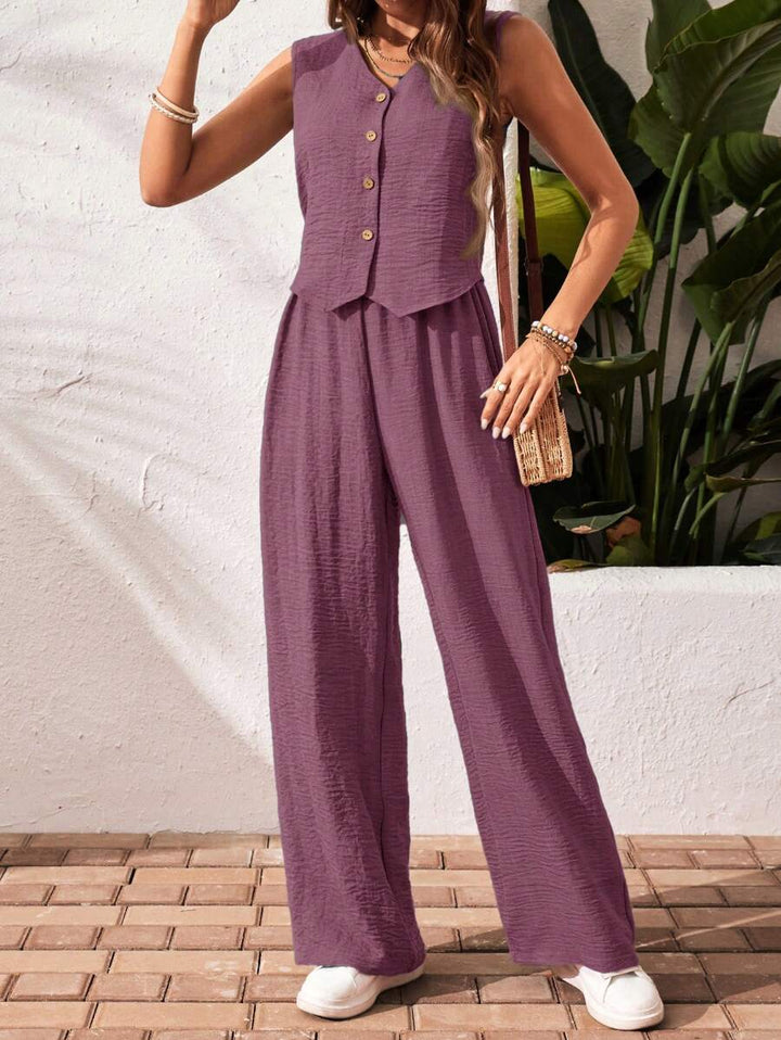 Conjunto de 2 piezas: top sin mangas y pantalón casual