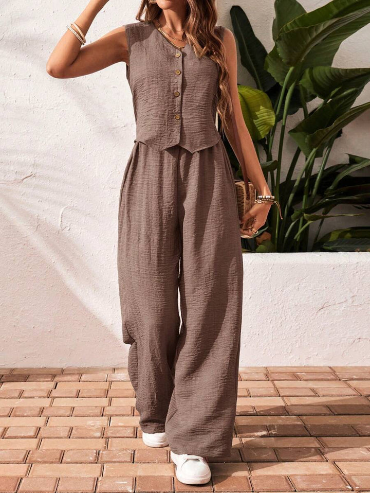 Conjunto de 2 piezas: top sin mangas y pantalón casual
