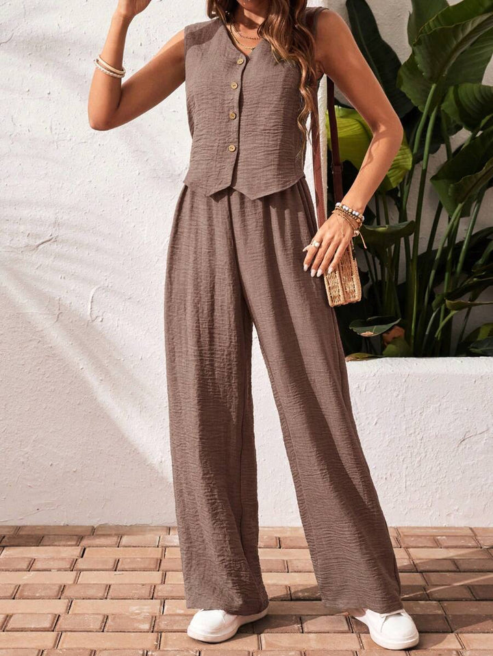 Conjunto de 2 piezas: top sin mangas y pantalón casual
