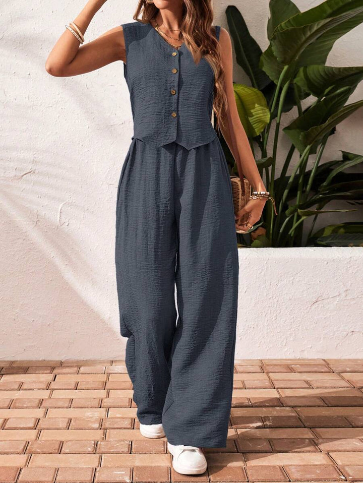 Conjunto de 2 piezas: top sin mangas y pantalón casual