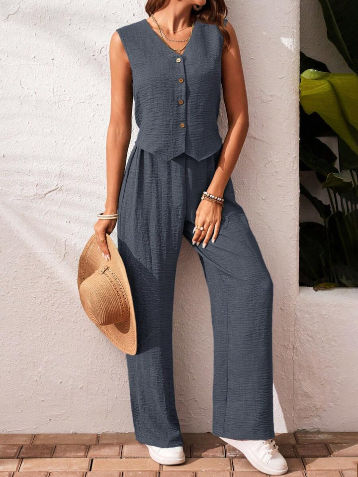 Conjunto de 2 piezas: top sin mangas y pantalón casual