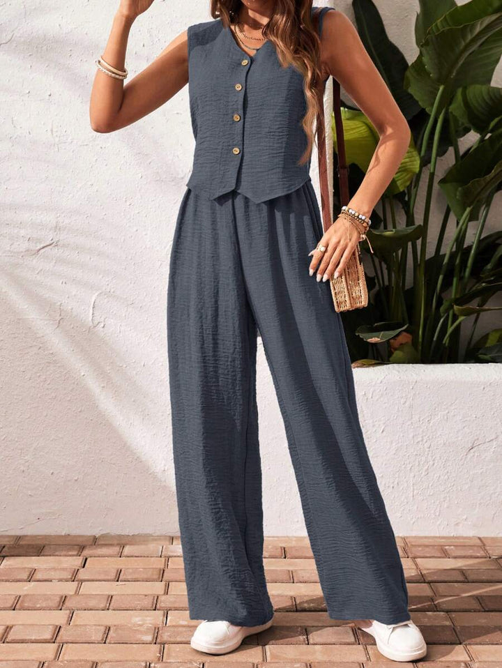 Conjunto de 2 piezas: top sin mangas y pantalón casual