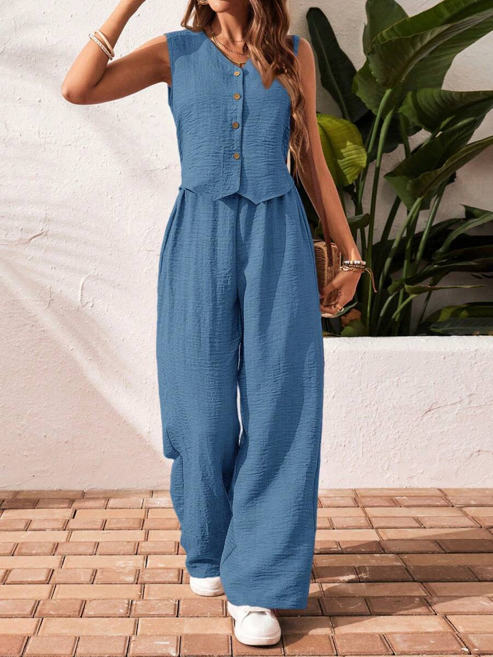 Conjunto de 2 piezas: top sin mangas y pantalón casual