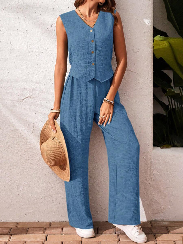 Conjunto de 2 piezas: top sin mangas y pantalón casual