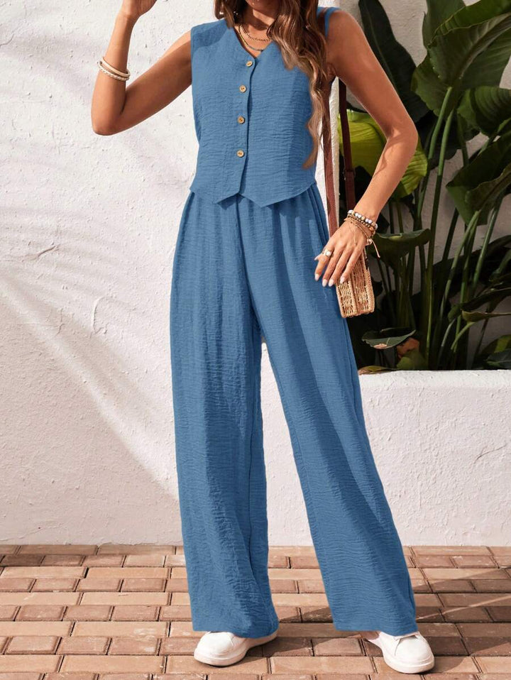 Conjunto de 2 piezas: top sin mangas y pantalón casual
