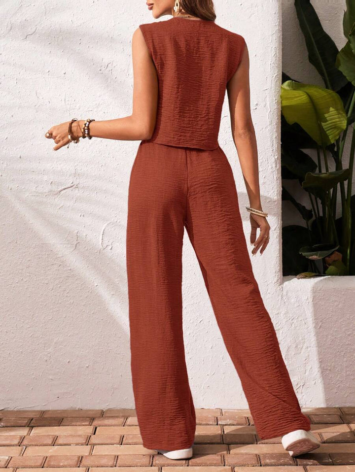 Conjunto de 2 piezas: top sin mangas y pantalón casual