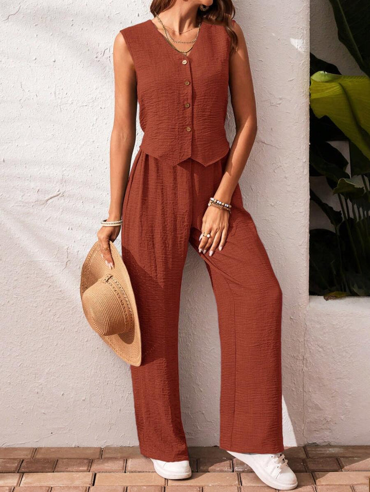 Conjunto de 2 piezas: top sin mangas y pantalón casual
