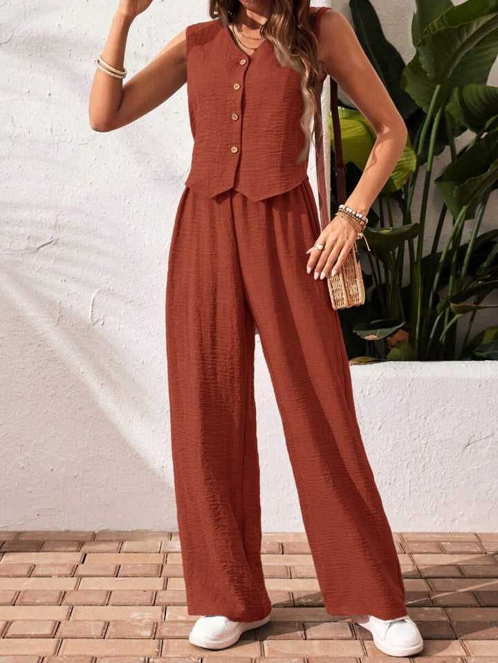Conjunto de 2 piezas: top sin mangas y pantalón casual
