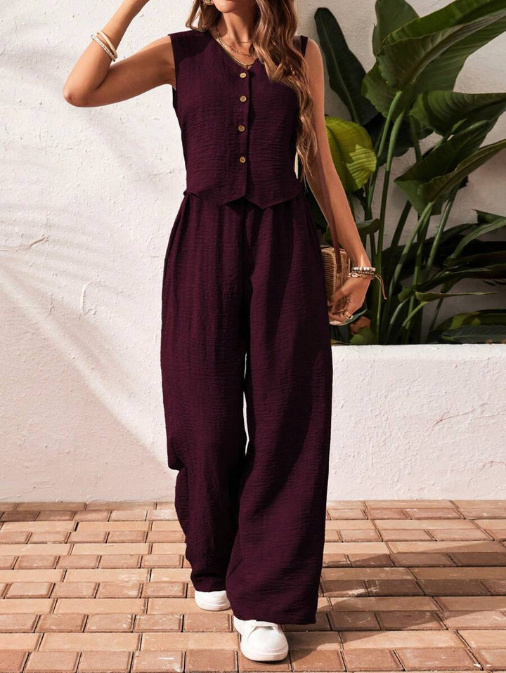 Conjunto de 2 piezas: top sin mangas y pantalón casual