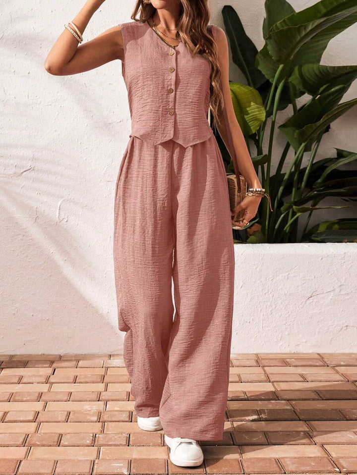 Conjunto de 2 piezas: top sin mangas y pantalón casual