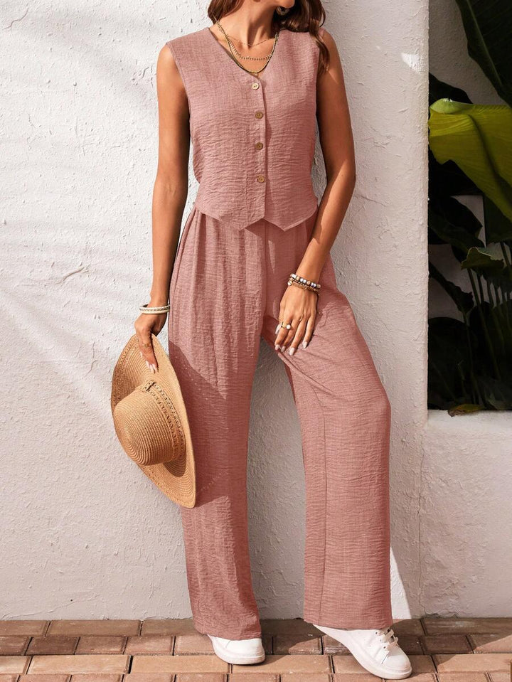Conjunto de 2 piezas: top sin mangas y pantalón casual