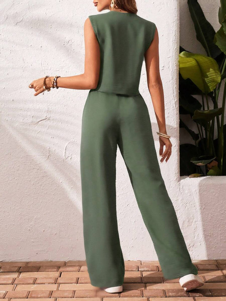 Conjunto de 2 piezas: top sin mangas y pantalón casual
