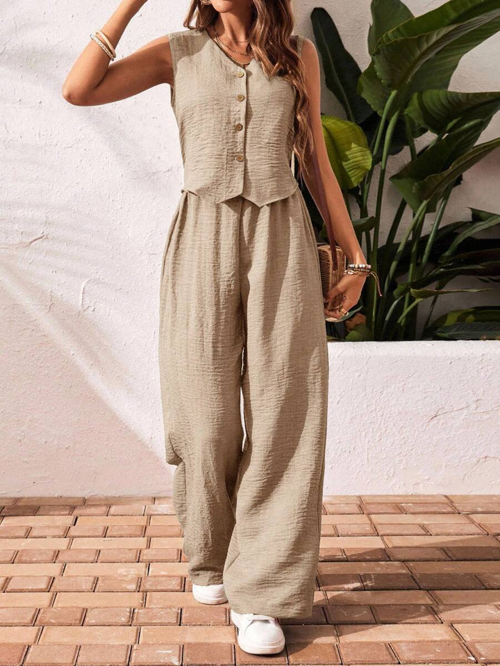 Conjunto de 2 piezas: top sin mangas y pantalón casual