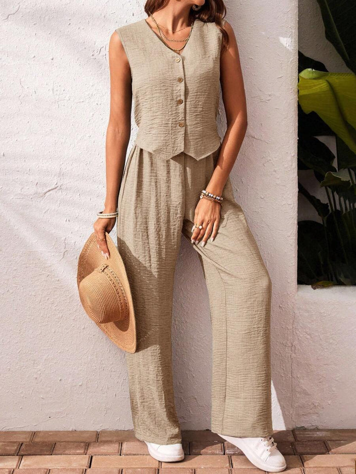 Conjunto de 2 piezas: top sin mangas y pantalón casual
