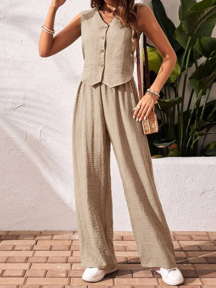 Conjunto de 2 piezas: top sin mangas y pantalón casual