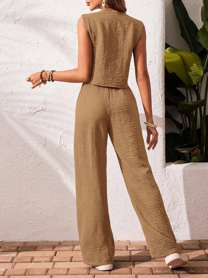 Conjunto de 2 piezas: top sin mangas y pantalón casual