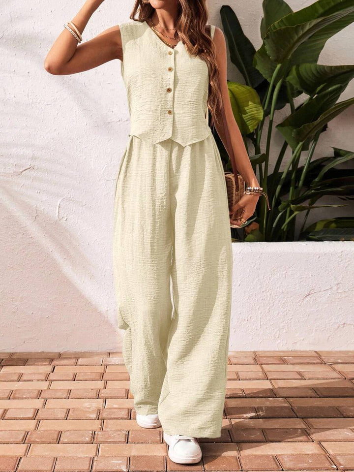Conjunto de 2 piezas: top sin mangas y pantalón casual