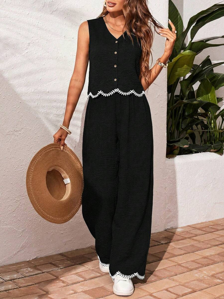 Conjunto de 2 piezas: top sin mangas y pantalón casual