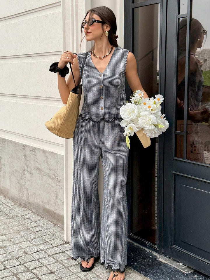 Conjunto de 2 piezas: top sin mangas y pantalón casual