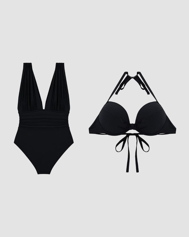 Elegante Bañador Moldeador con Escote en V Profundo