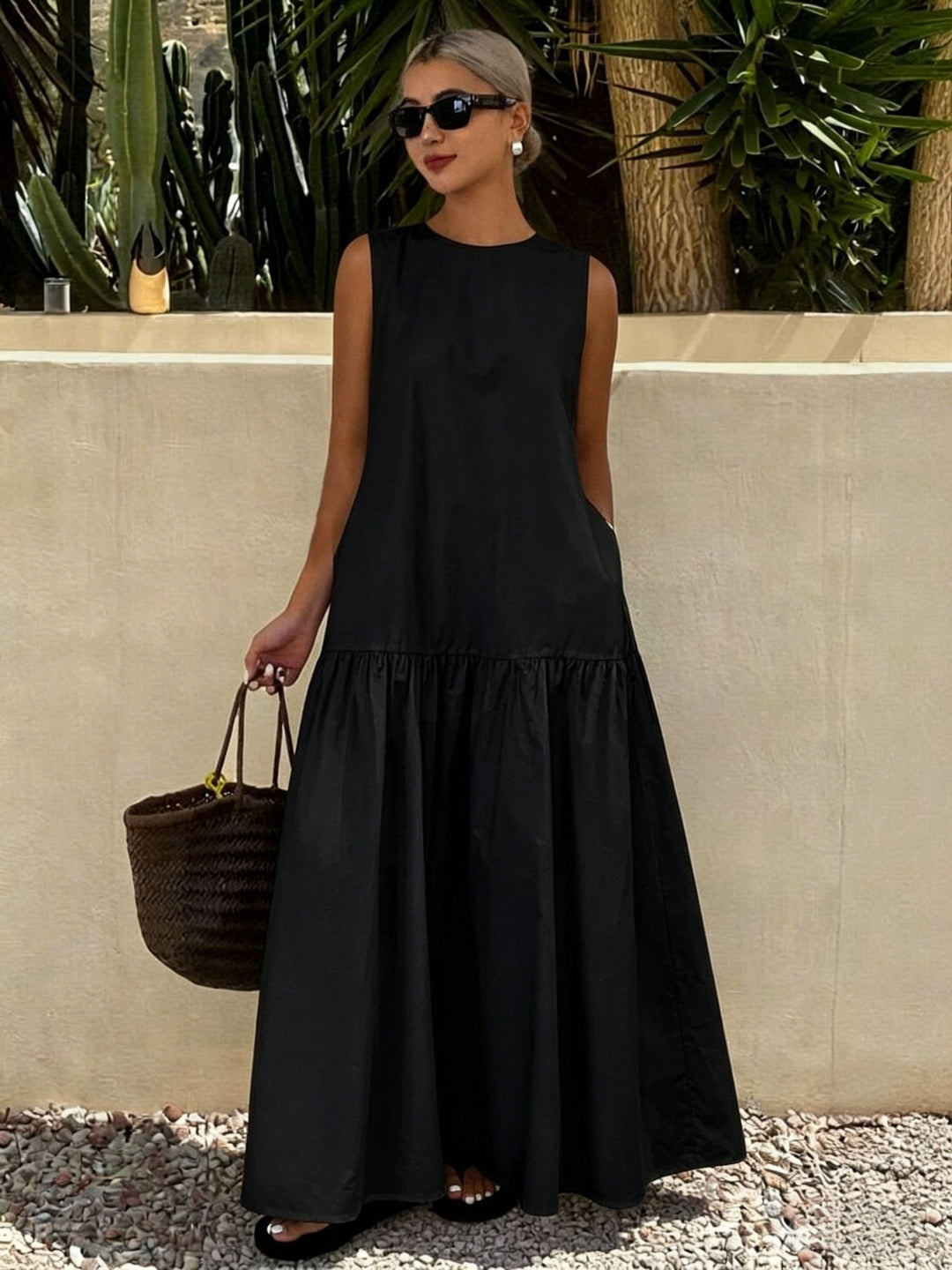 Clara | Vestido Casual Sin Mangas de Color Sólido para Damas