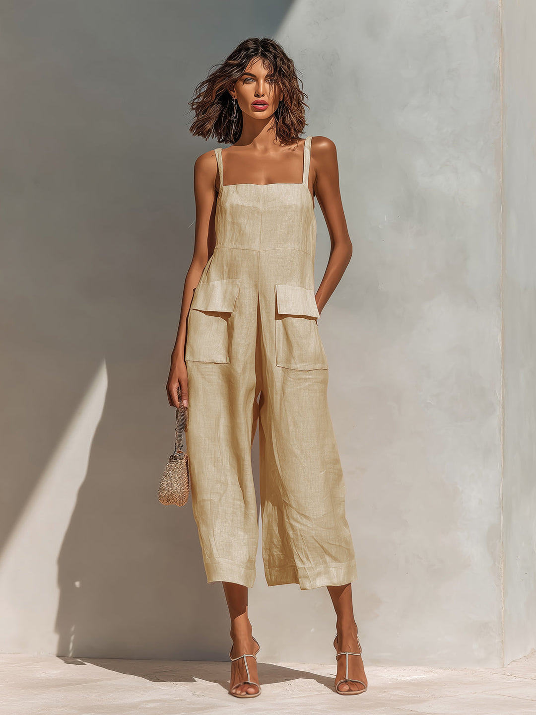 Pilar | Mono elegante con tirantes finos y pernera ancha