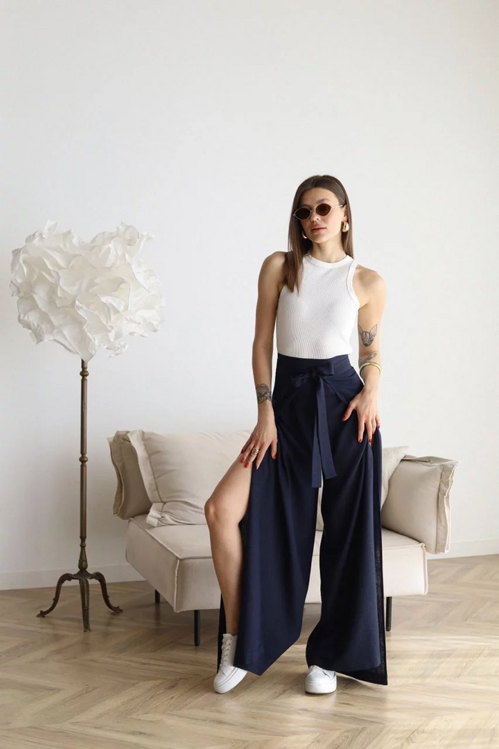 ARIANE – PANTALONES ANCHOS DE LINO PARA MUJERES