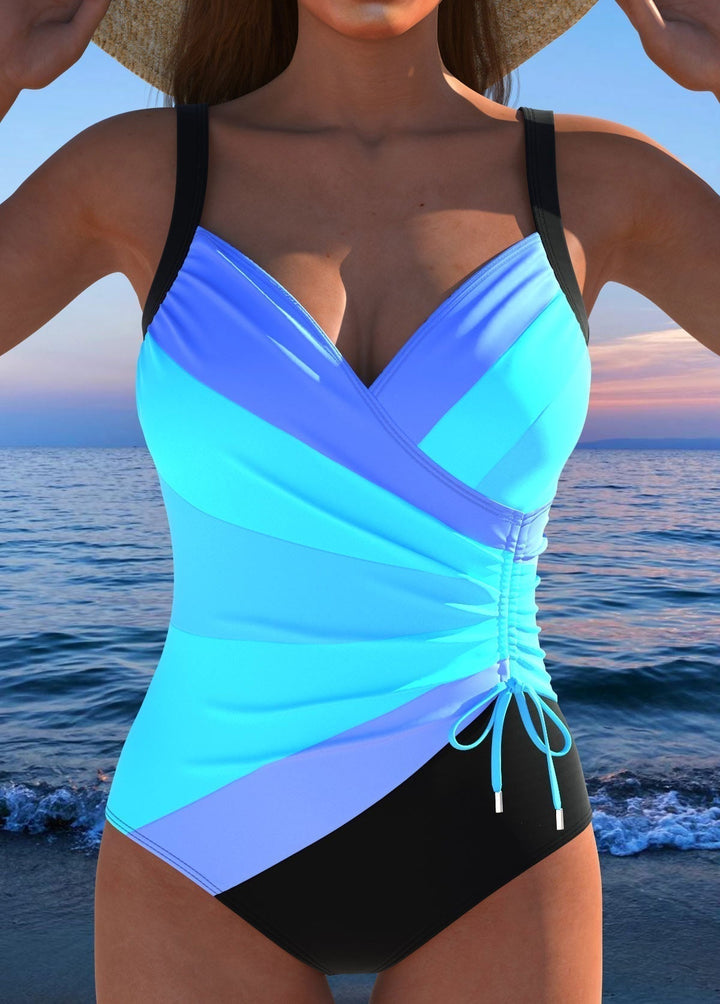 Traje de Baño Luxe con Diseño Surplice y Estampado Vibrante