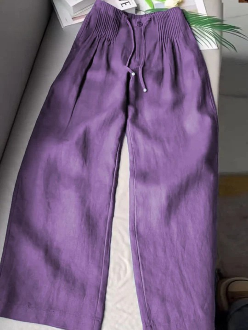 Camille | Pantalones largos de mezcla de algodón y lino