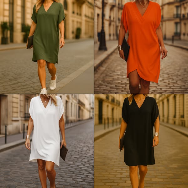 Šaty s V výstřihem a překrytím