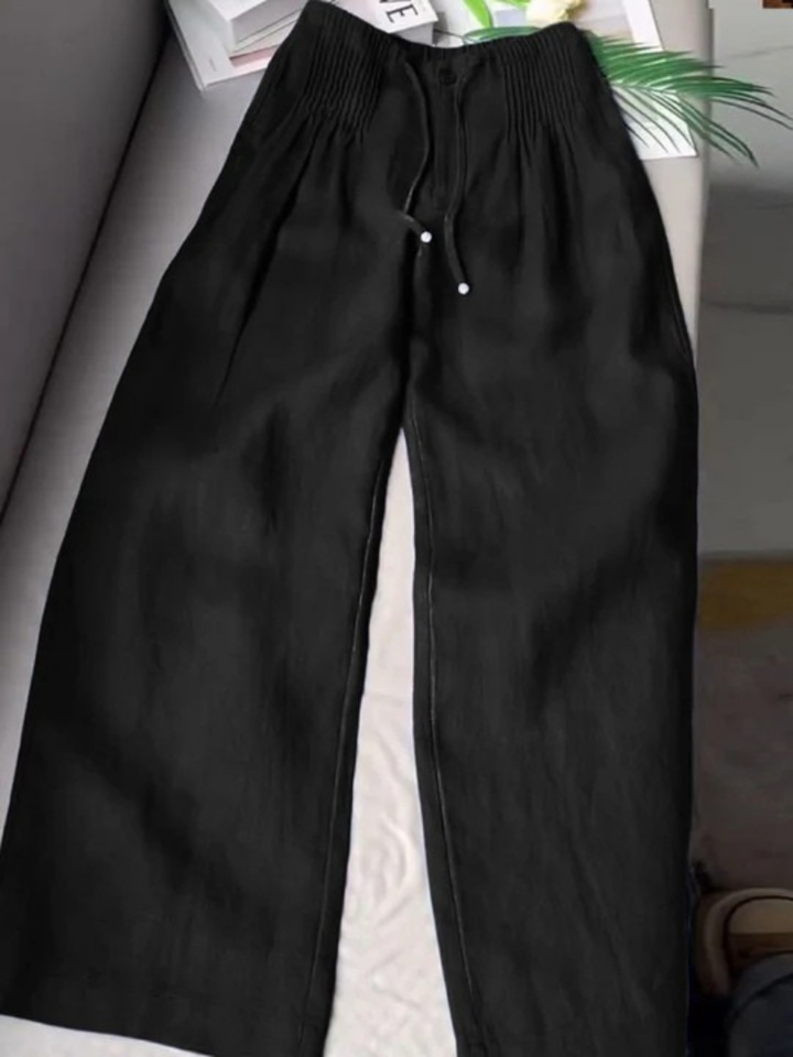 Camille | Pantalones largos de mezcla de algodón y lino