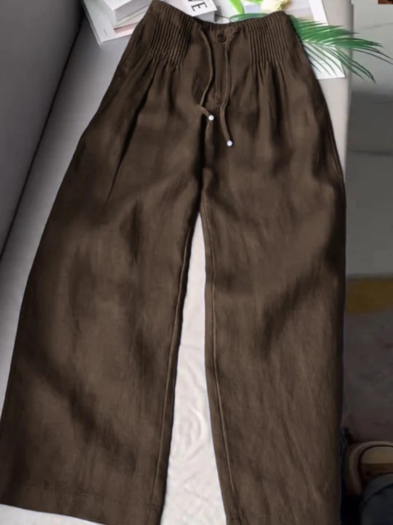 Camille | Pantalones largos de mezcla de algodón y lino