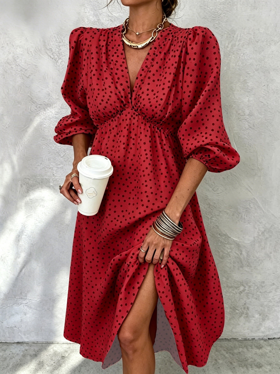 Zara | Vestido de estilo francés con puntos vintage para damas