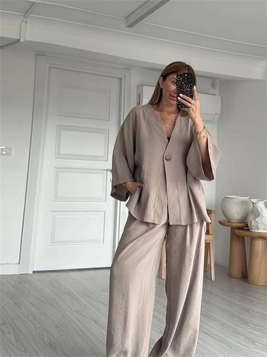 Ležérní set s jedním knoflíkem pro ženy