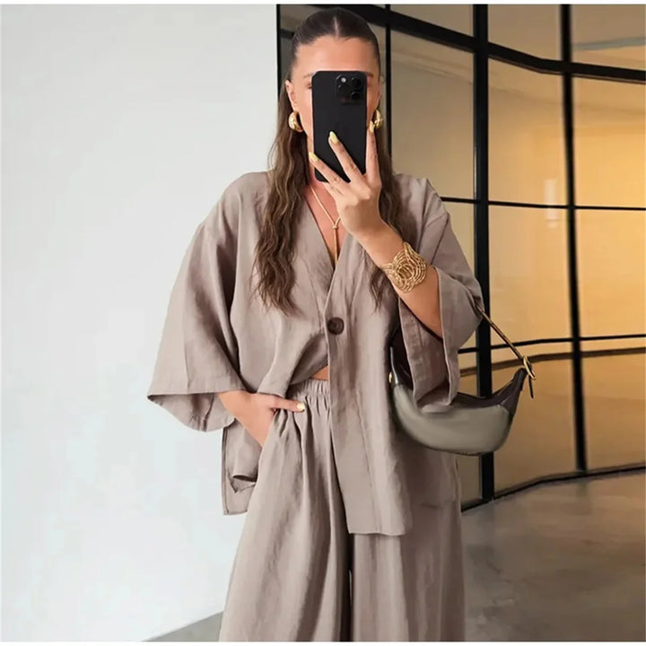 Ležérní set s jedním knoflíkem pro ženy