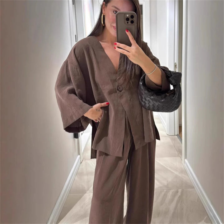 Ležérní set s jedním knoflíkem pro ženy