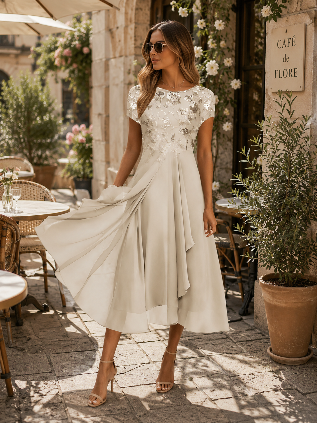 Mary | Vestido Maxi de Noche de Chiffon con Brillo