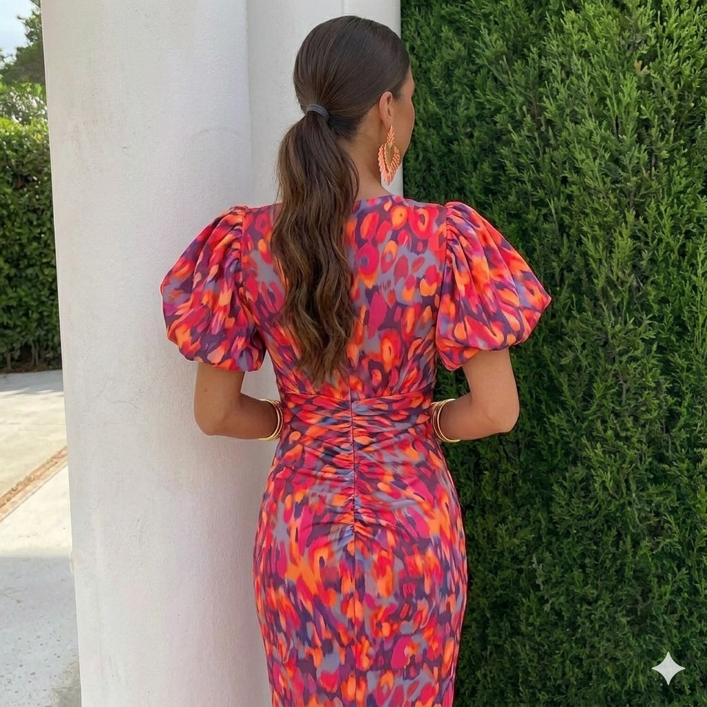 Tora - Vestido con mangas plisadas