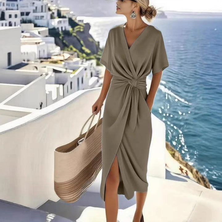 Jane | Nueva moda vestido de encaje sin mangas de color sólido con escote en V